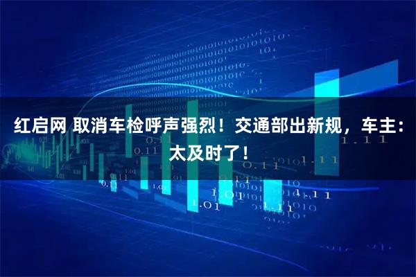 红启网 取消车检呼声强烈！交通部出新规，车主：太及时了！