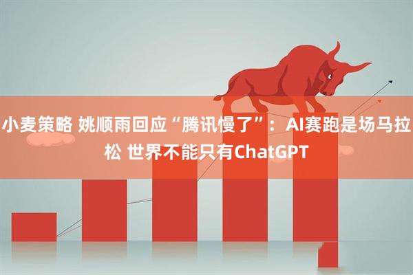 小麦策略 姚顺雨回应“腾讯慢了”：AI赛跑是场马拉松 世界不能只有ChatGPT